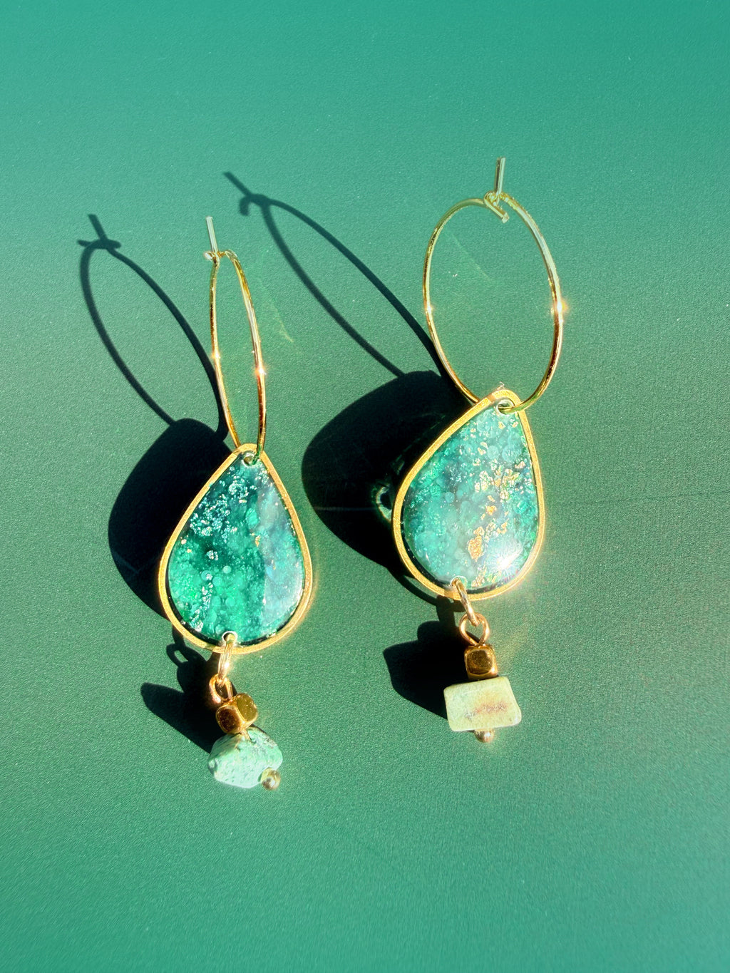 Teardrop Statement Earrings (Green)