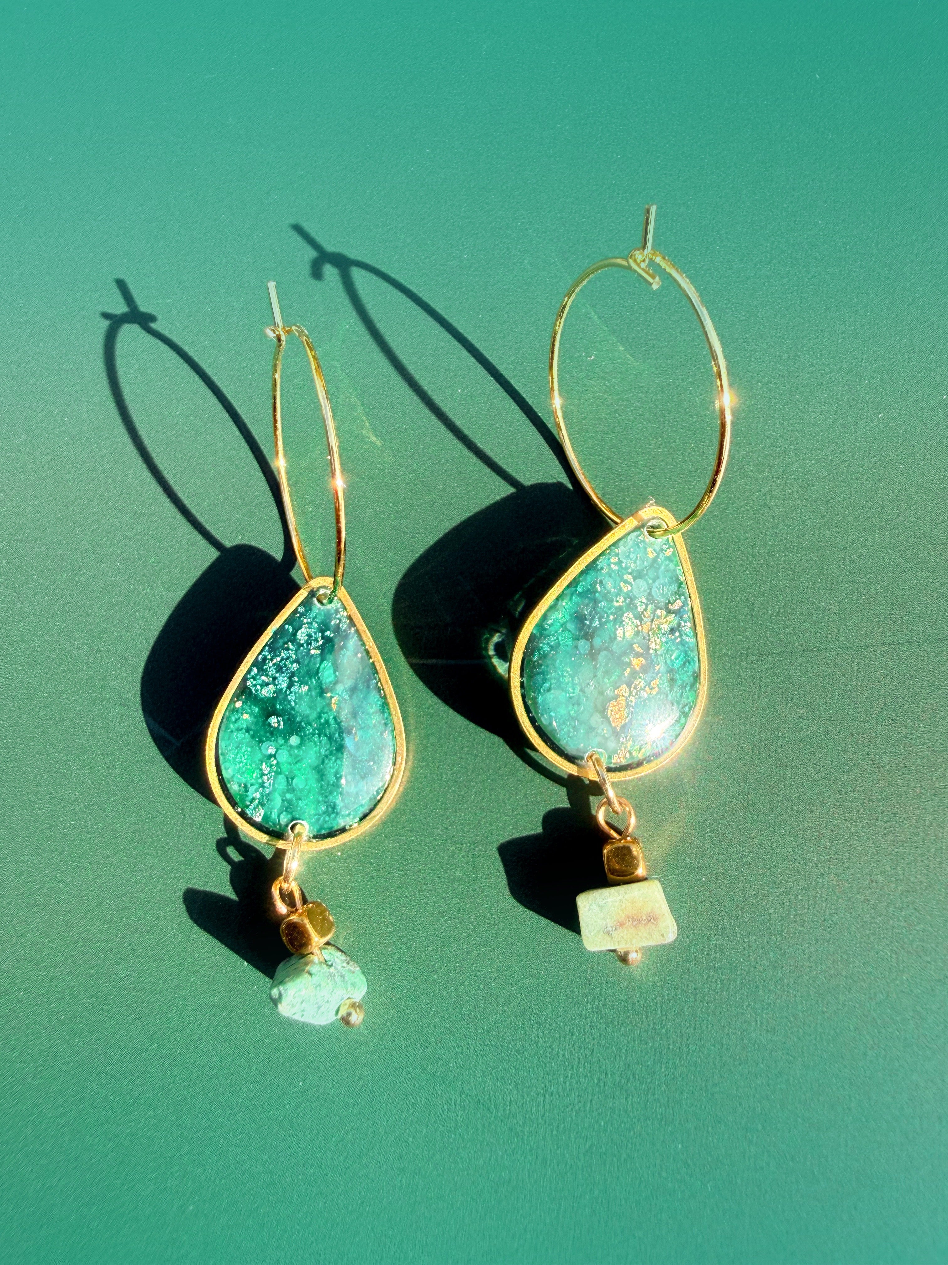 Teardrop Statement Earrings (Green)