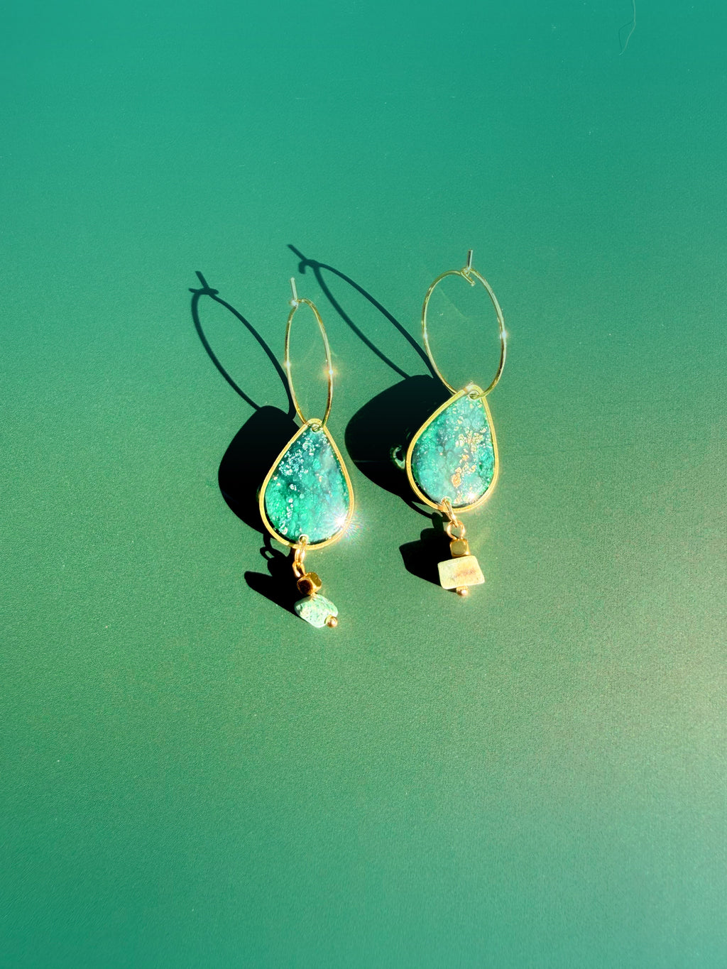 Teardrop Statement Earrings (Green)