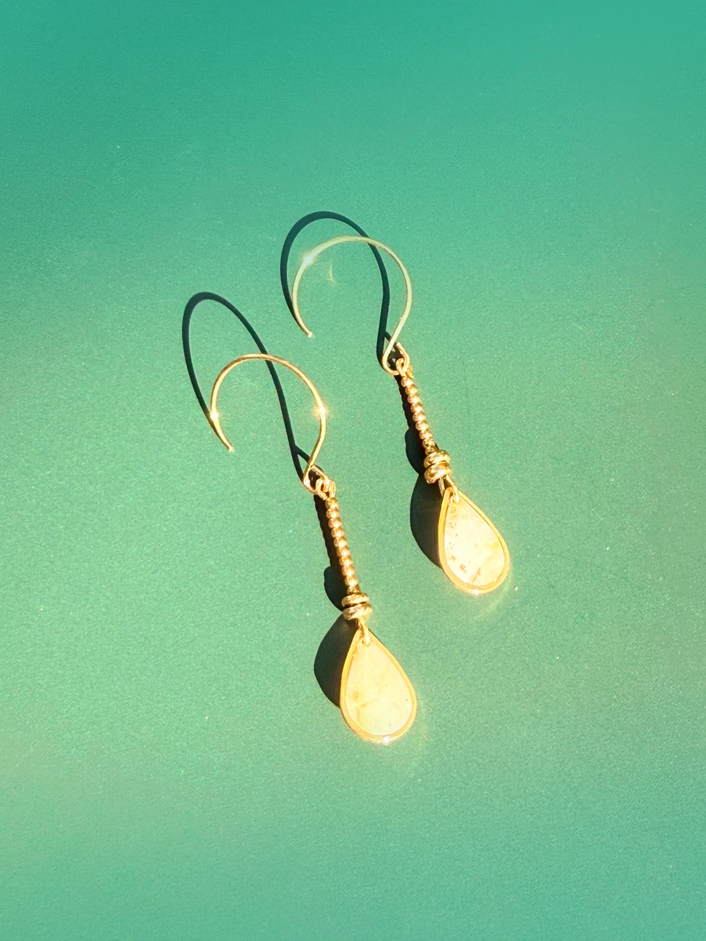Beaded Teardrop Earrings (Cream)