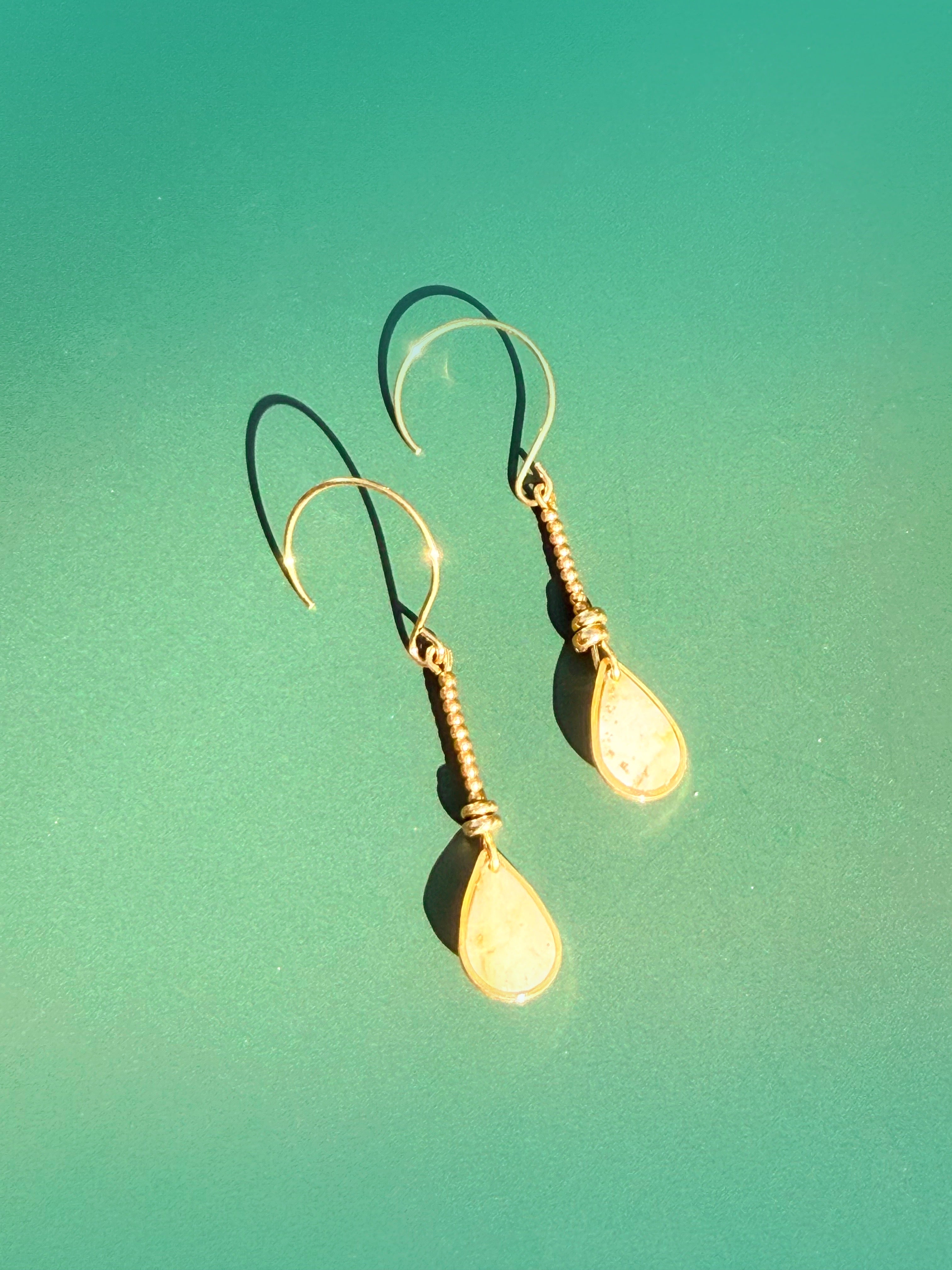 Beaded Teardrop Earrings (Cream)