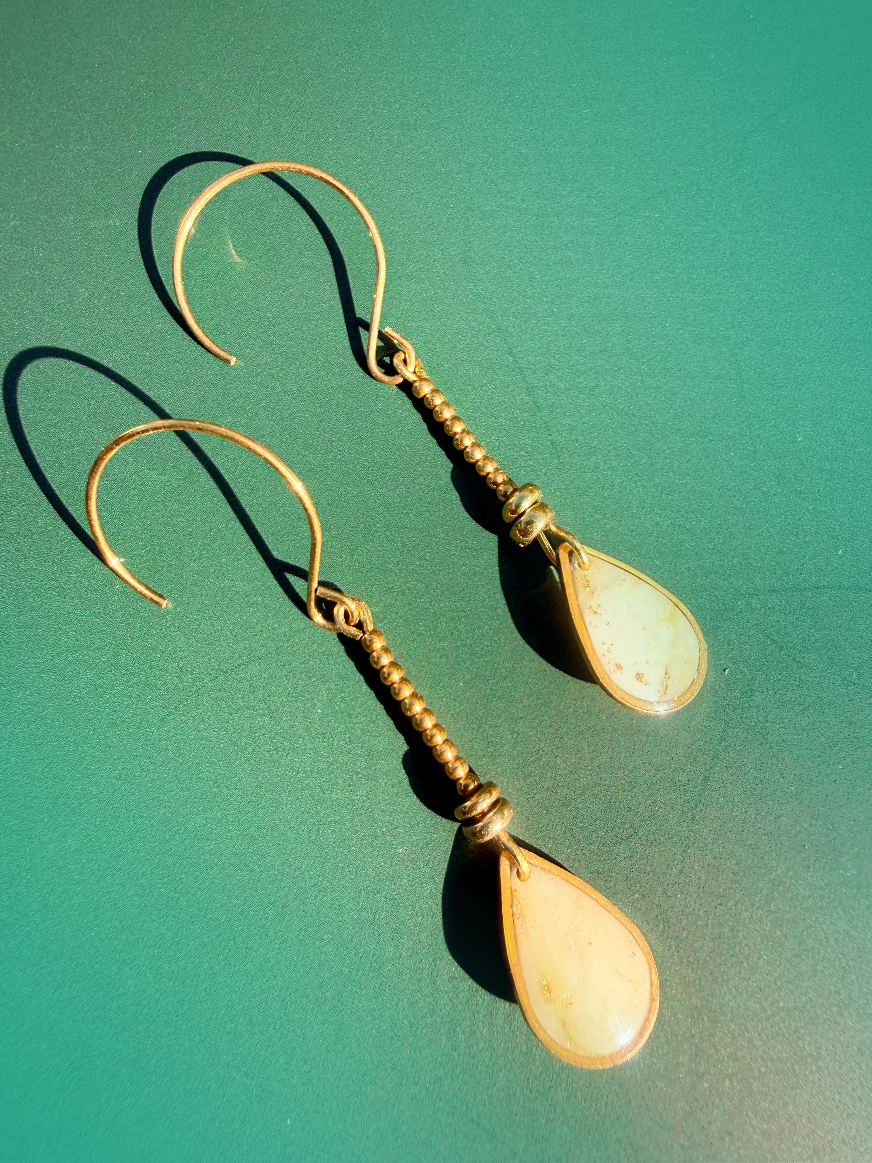 Beaded Teardrop Earrings (Cream)
