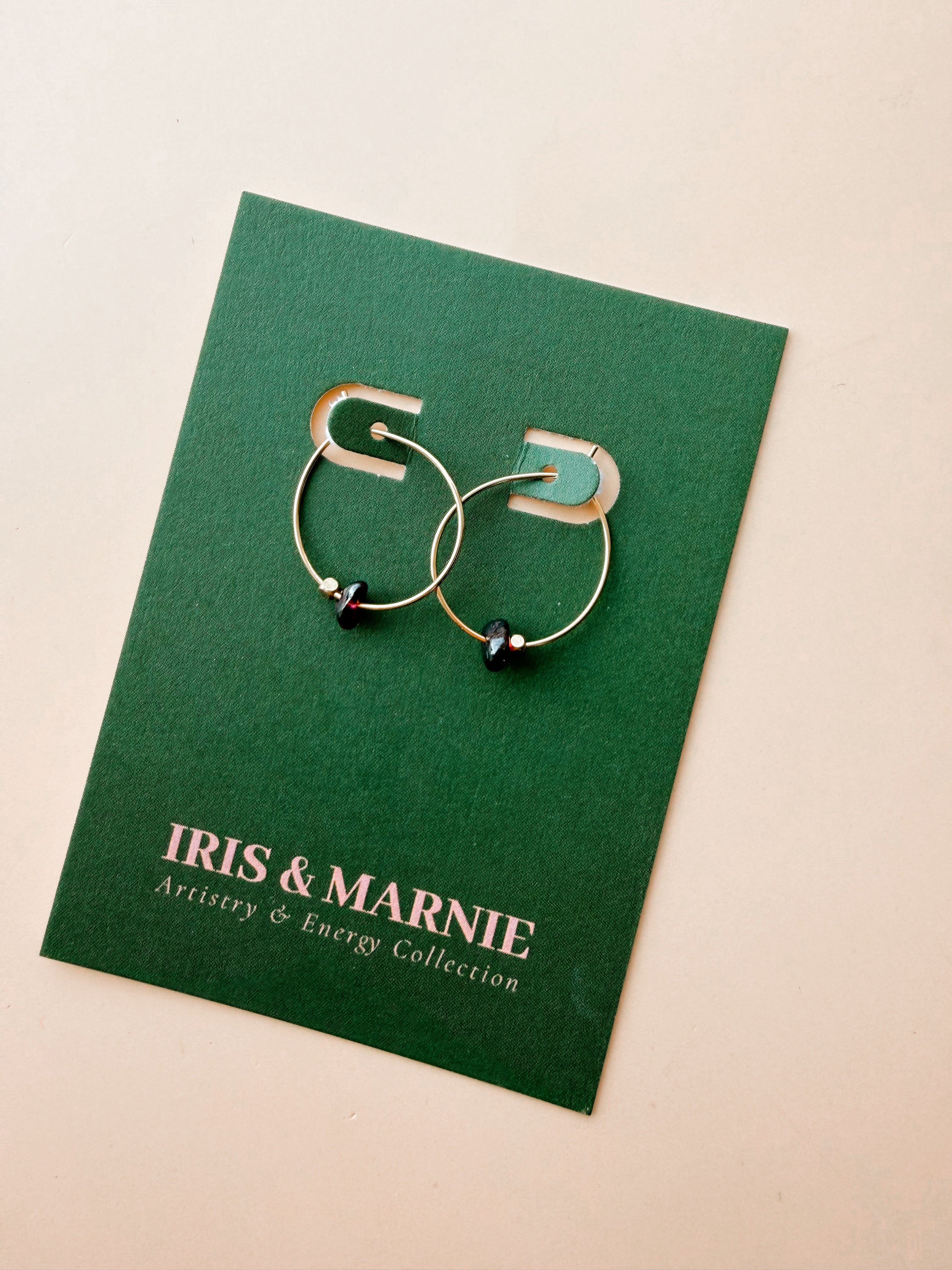 Boho Hoops (Small) Garnet Stone