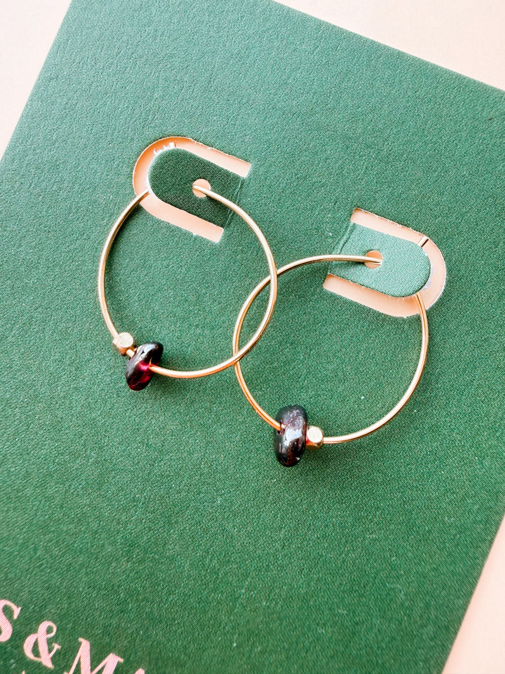 Boho Hoops (Small) Garnet Stone