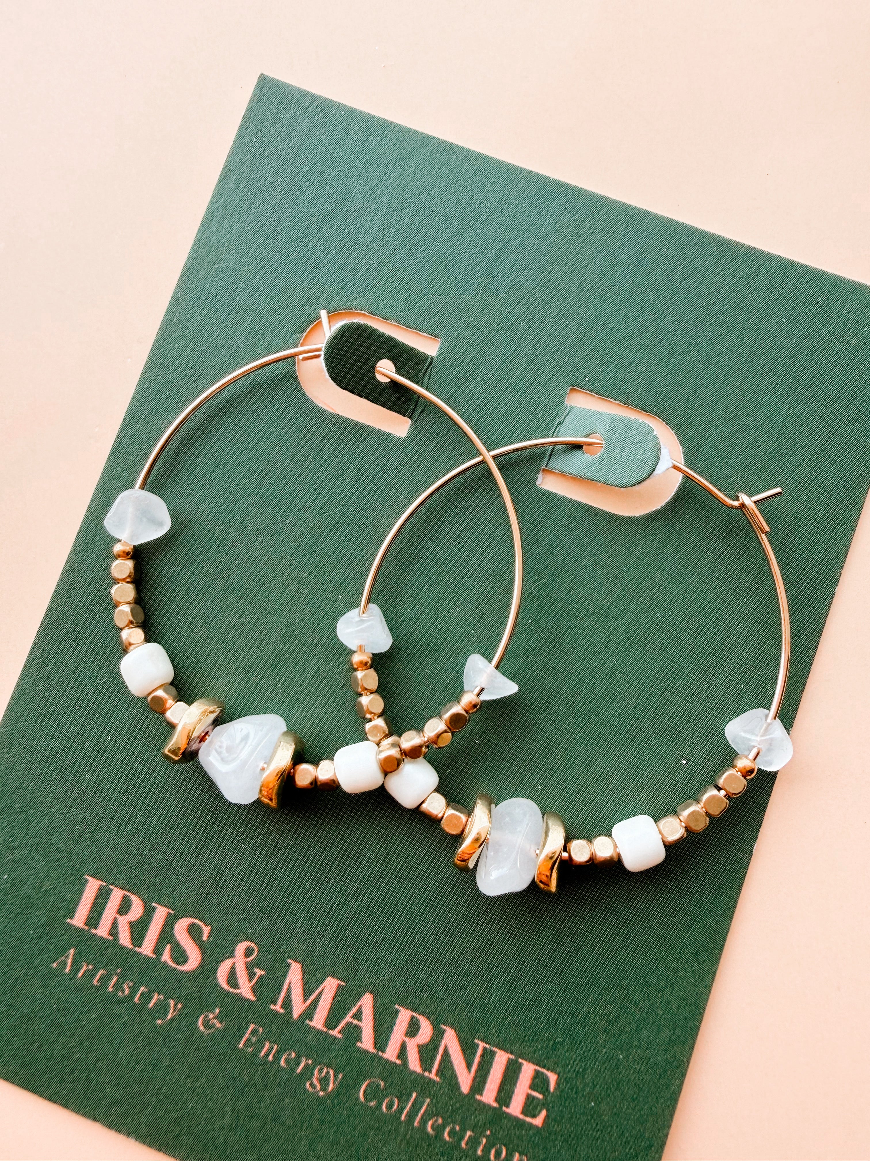 Boho Hoops (Large) White Jade