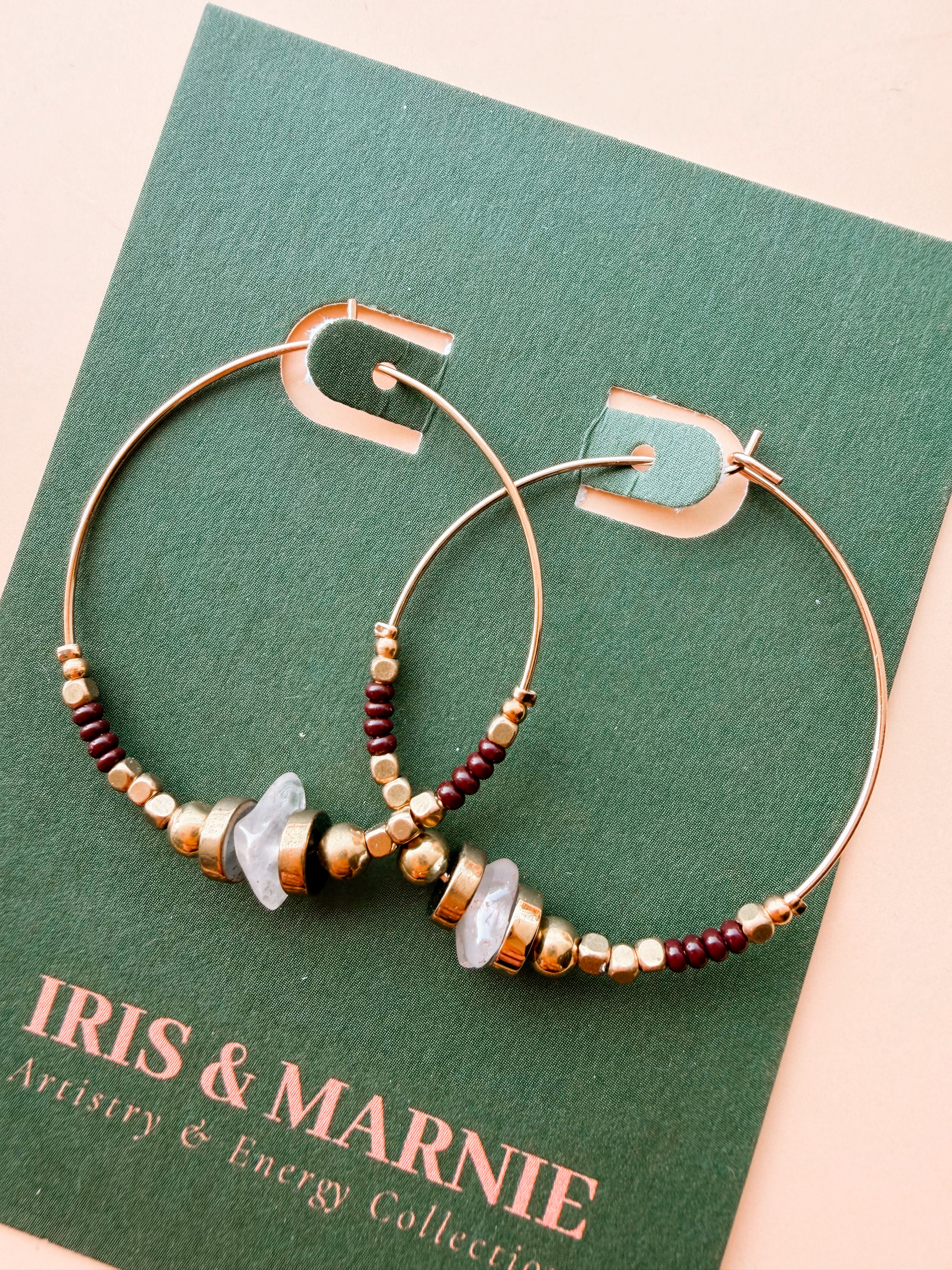 Boho Hoops (Large ) Rose Quartz